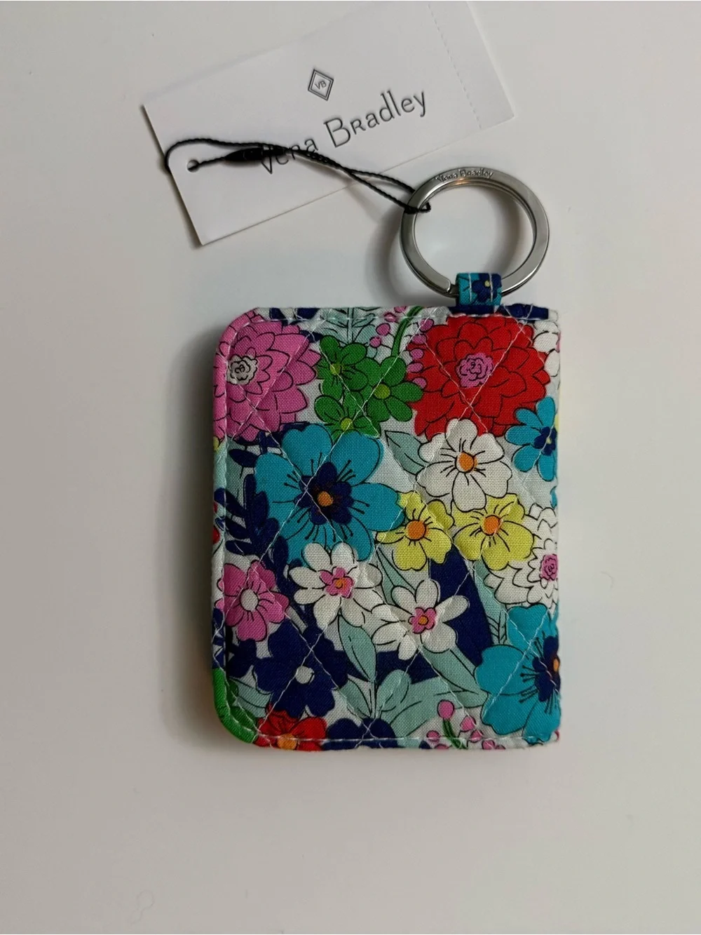 Vera Bradley Floral Quilted Card Holder with Key Ring - Navy Multicolor